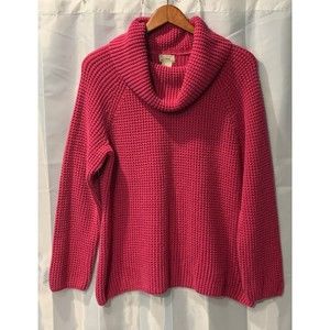 L.L. Bean Women's Size L Cableknit Long Sleeve Cowl Neck Pink Sweater